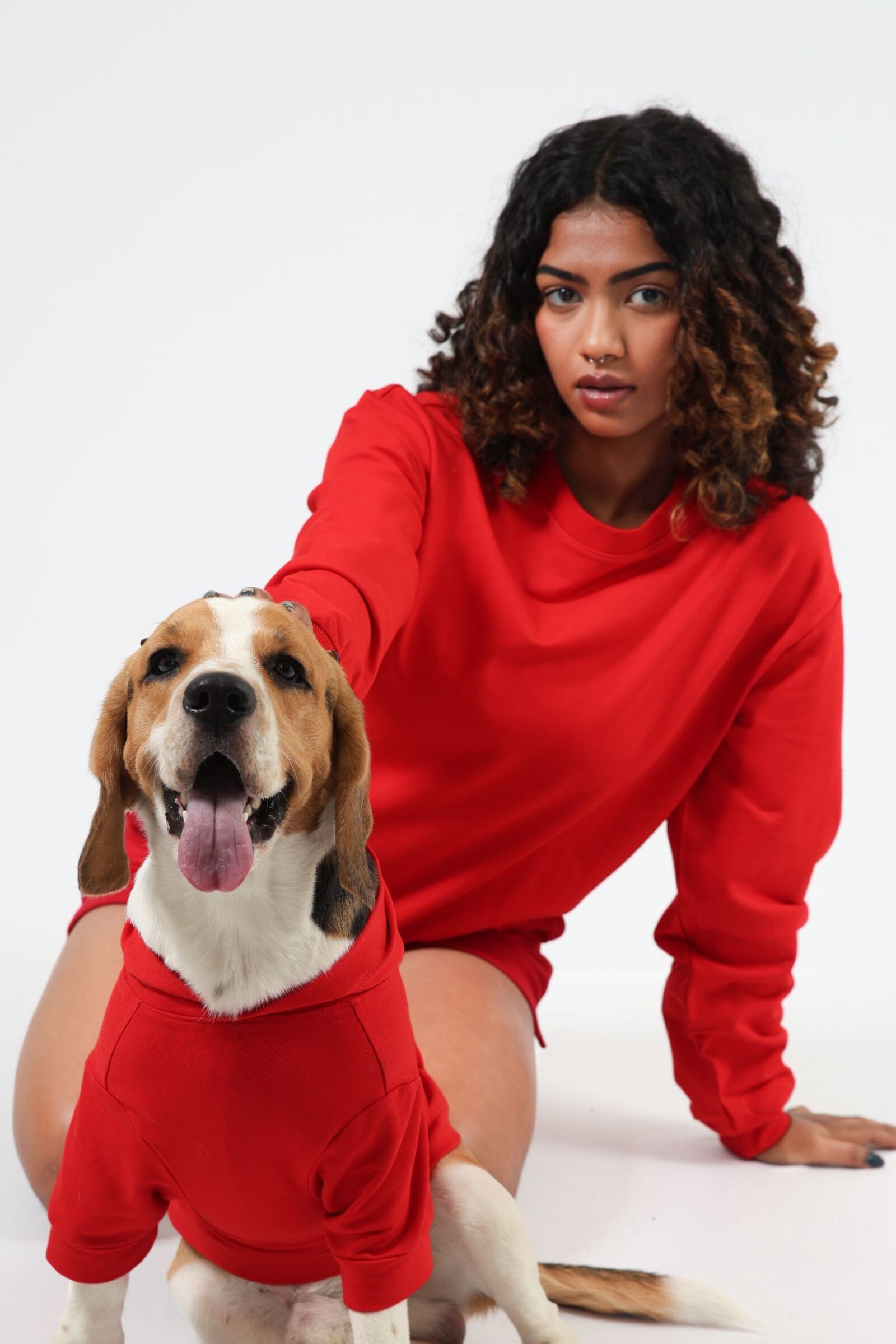 1 RED SWEATSHIRT + RED JOGGERS + RED TERRY SHORTS