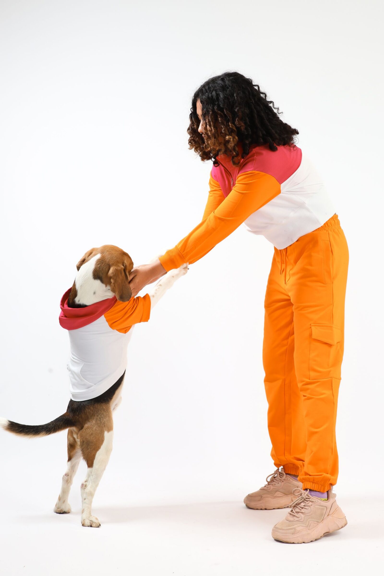 2 SUNSET ZIP UP SWEATSHIRT + ORANGE JOGGERS + ORAANGE TERRY SHORTS